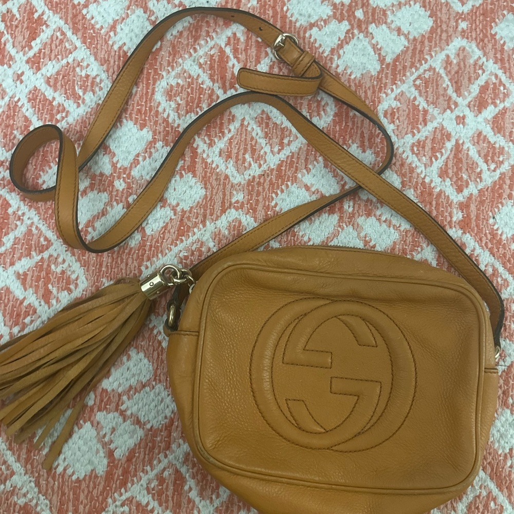 Gucci Tan Crossbody Bag with Iconic GG Logo